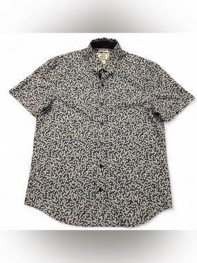 Jos. A. Bank Navy and White Floral Short-Sleeve Button-Up Shirt